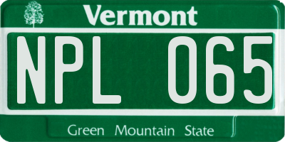 VT license plate NPL065