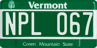 VT license plate NPL067