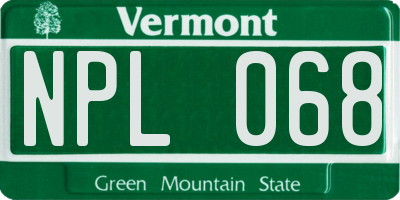 VT license plate NPL068
