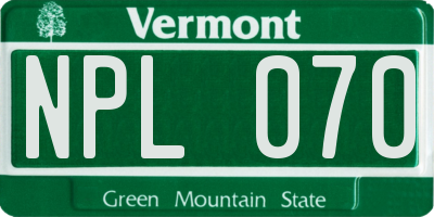 VT license plate NPL070