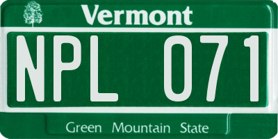 VT license plate NPL071