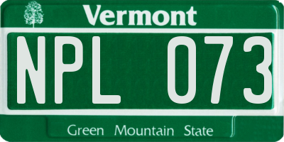 VT license plate NPL073