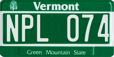 VT license plate NPL074