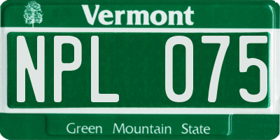 VT license plate NPL075