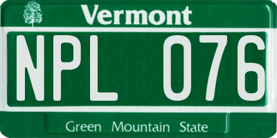 VT license plate NPL076