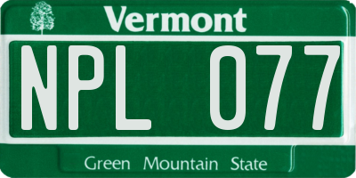 VT license plate NPL077