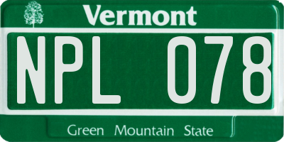 VT license plate NPL078