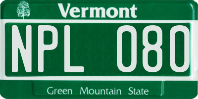VT license plate NPL080