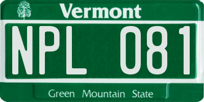 VT license plate NPL081