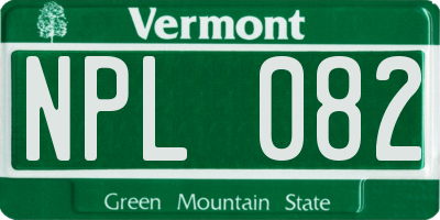 VT license plate NPL082