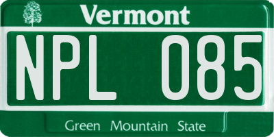 VT license plate NPL085