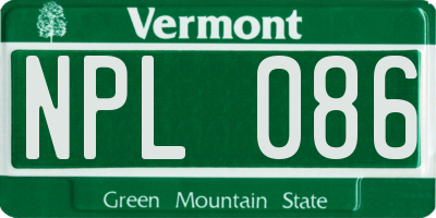 VT license plate NPL086