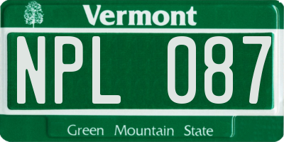 VT license plate NPL087