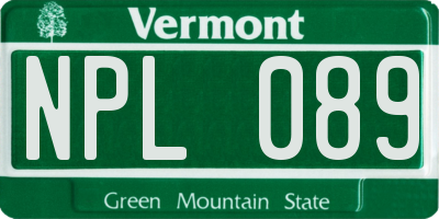 VT license plate NPL089