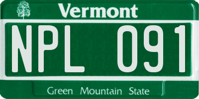 VT license plate NPL091