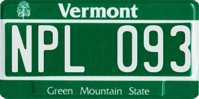 VT license plate NPL093