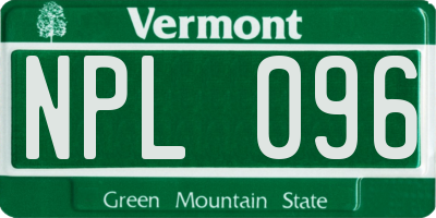 VT license plate NPL096
