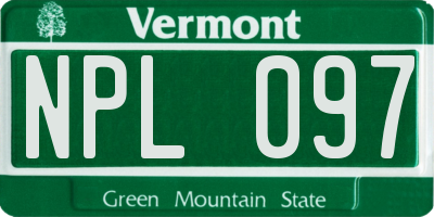 VT license plate NPL097