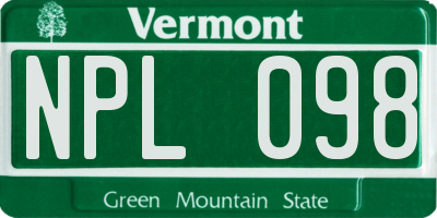 VT license plate NPL098
