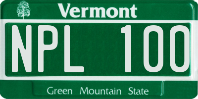 VT license plate NPL100