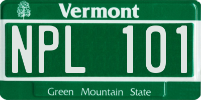 VT license plate NPL101