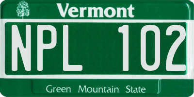 VT license plate NPL102