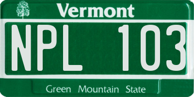 VT license plate NPL103
