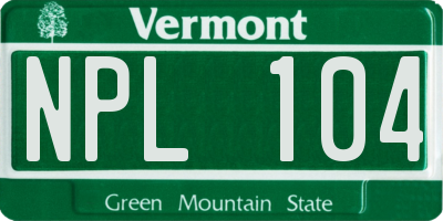 VT license plate NPL104