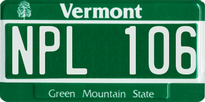 VT license plate NPL106