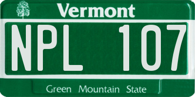 VT license plate NPL107