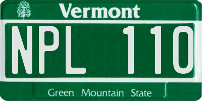 VT license plate NPL110
