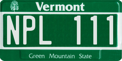 VT license plate NPL111