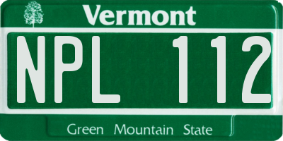 VT license plate NPL112