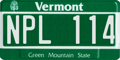 VT license plate NPL114