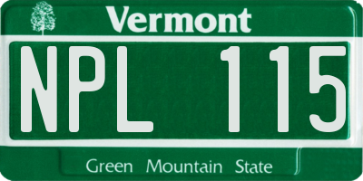 VT license plate NPL115