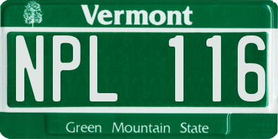 VT license plate NPL116