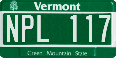 VT license plate NPL117