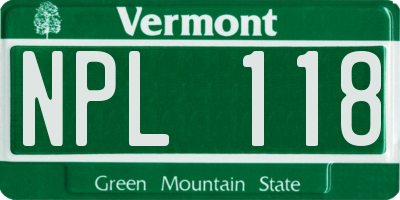 VT license plate NPL118