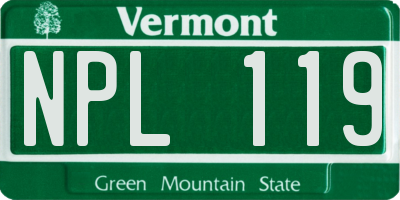 VT license plate NPL119