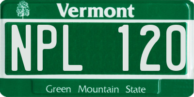 VT license plate NPL120