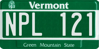 VT license plate NPL121