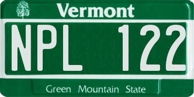VT license plate NPL122