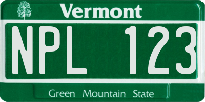 VT license plate NPL123