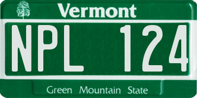 VT license plate NPL124