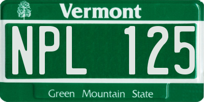 VT license plate NPL125