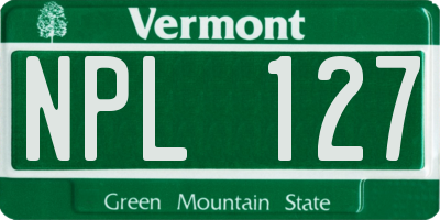 VT license plate NPL127