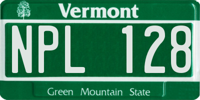 VT license plate NPL128