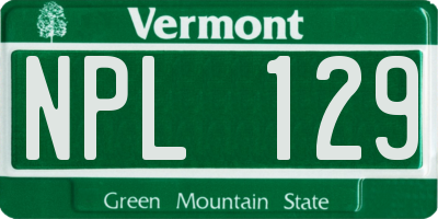 VT license plate NPL129
