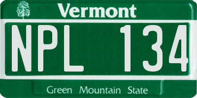 VT license plate NPL134