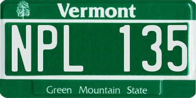 VT license plate NPL135